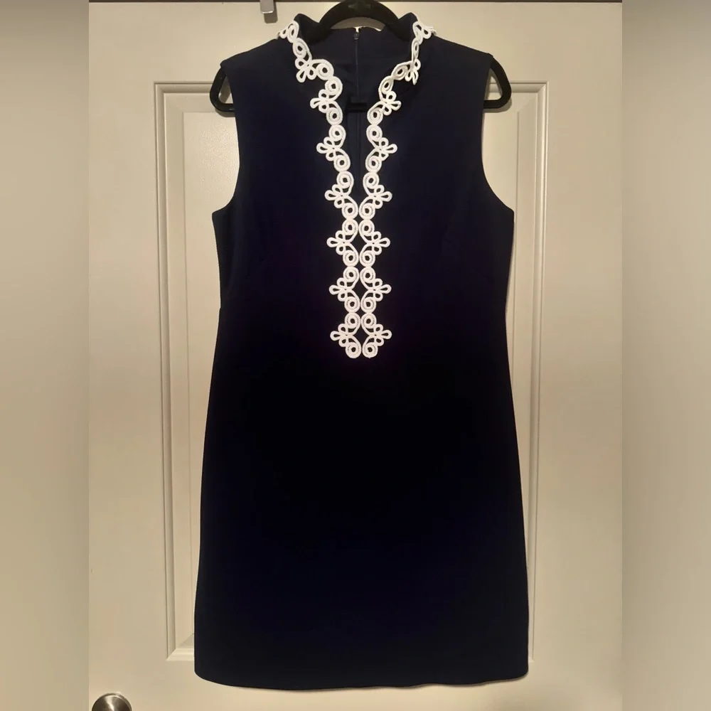 Jessica Howard Navy Blue Mini Dress with White Embroidery - Picture 1 of 5